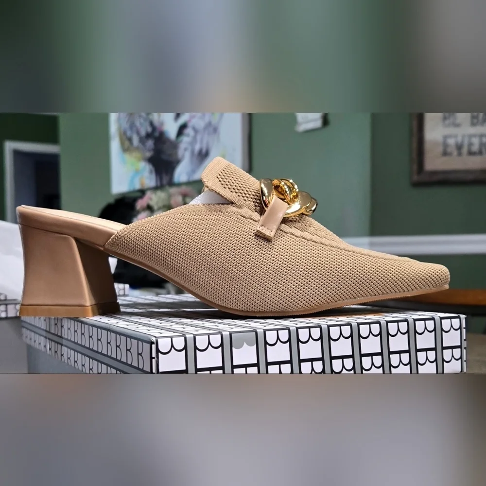 Knit Pointed Toe Chunky Heel Mules #962, 963 - Picture 8 of 16